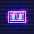 Electric circuit breaker neon icon. Electricity concept. Vector illustration for design