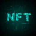 Electric circuit NFT green background Royalty Free Stock Photo