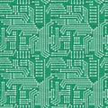 Electric circuitry pattern seamless. Microcircuit background. Circuit board texture