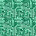 Electric circuitry pattern seamless. Microcircuit background. Circuit board texture