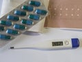 Electric clinical thermometer showing high fever temperature and
