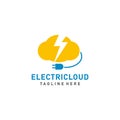 Electric Cloud logo design vector with cable illustration