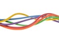 The electric colored wires used in electrical and computer network