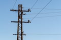 Electric column and wires of high voltage Royalty Free Stock Photo