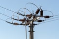 Electric column and wires of high voltage Royalty Free Stock Photo