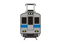 Electric commuter train car. Front view. Simple flat illustration