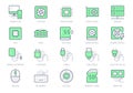 Electric component simple line icons. Vector illustration with minimal icon - chip, computer, cpu, gpu, ram, hard disk Royalty Free Stock Photo