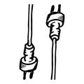 Electric cord icon. Vector of a cord. Hand drawn Royalty Free Stock Photo