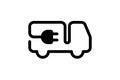 Electric delivery truck icon. Black cable electrical lorry contour and plug charging symbol. Eco friendly electro Royalty Free Stock Photo