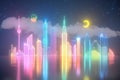 Electric Dreams: A Neon Fractal Skyline Illuminates the Night