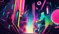 Electric Dreamscape: A Futuristic, Surreal, Neon, Geometric, Vibrant Utopia, Made with Generative AI