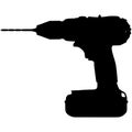 Electric drill with battery. Vector illustration