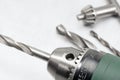 Electric drill closeup on metal surface Royalty Free Stock Photo