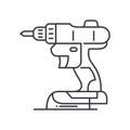 Electric drill concept icon, linear isolated illustration, thin line vector, web design sign, outline concept symbol Royalty Free Stock Photo