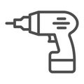 Electric drill line icon, house repair concept, drill sign on white background, Electric hand drill icon in outline Royalty Free Stock Photo