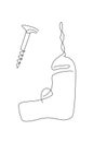 Electric Drill one line. haushold tool line art. Hand tool for reparing. Royalty Free Stock Photo
