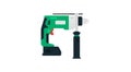 Electric drill side view. Power tool for construction and finishing works. Home renovation, carpentry tools. Vector