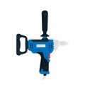 Electric drill side view. Power tool for construction and finishing works. Home renovation, carpentry tools. Vector