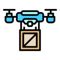 Electric drone delivery icon color outline vector