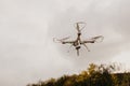 Electric drone flies in the sky Royalty Free Stock Photo
