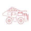 Electric dumper with ore, battery, charge symbol.