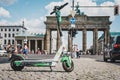 Electric E scooter , escooter or e-scooter at Brandenburger Tor in Berlin, Germany