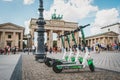 Electric E scooter , escooter or e-scooter of the company LIME parked at Brandenburger Tor in Berlin