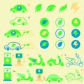 Electric Eco Vehicle_Car and Motorcycle_Go Green_Charging Station_Icon Logo Avatar Set