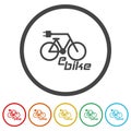 Electric Ecological Bike Icon. Set icons in color circle buttons