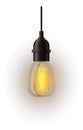 Electric edison lamp. Glowing realistic light bulb