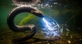 Electric Eel Emitting Powerful Shockwave to Stun School of Fish Underwater Royalty Free Stock Photo