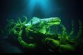 electric eel surrounded by bio-luminescent algae