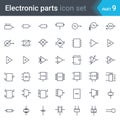 Electric and electronic circuit diagram symbols set of circuitry, blocks, stages, amplifier, logic circuits, piezoelectric crystal Royalty Free Stock Photo