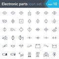 Electric and electronic circuit diagram symbols set of generator, batteries, DC power supplies and three-phase generator