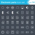 Electric and electronic icons, electric diagram symbols. Electrical instrumentation, meters, recorders, counters, integrators, reg