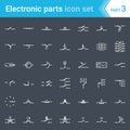 Electric and electronic icons, electric diagram symbols. Switches, pushbuttons and circuit switches. Royalty Free Stock Photo