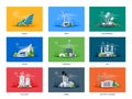 Electric energy power station generation types source mix with battery storage Royalty Free Stock Photo