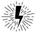 Electric energy symbol. Lightning flash black sign