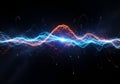 Electric energy wave with glowing plasma lines and horizontal power flow Royalty Free Stock Photo