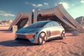 desert futuristic drive transportation transport electric auto refueling car automotive. Generative AI.