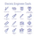 Electric engineer tools pack. Wire, cable, pliers Royalty Free Stock Photo