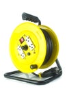 Electric extension cable reel on white Royalty Free Stock Photo