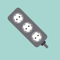 Electric extension cord icon, gray isolated on blue background, vector illustration.