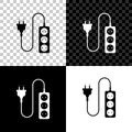 Electric extension cord icon isolated on black, white and transparent background. Power plug socket. Vector Royalty Free Stock Photo