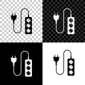 Electric extension cord icon isolated on black, white and transparent background. Power plug socket. Vector Royalty Free Stock Photo