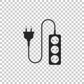 Electric extension cord icon isolated on transparent background. Power plug socket Royalty Free Stock Photo