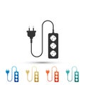 Electric extension cord icon isolated on white background. Power plug socket. Set elements in color icons Royalty Free Stock Photo