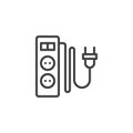 Electric extension cord with two slots line icon