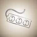 Electric extension plug sign. Vector. Brush drawed black icon at Royalty Free Stock Photo