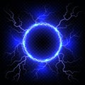 Electric flash of lightning on a dark background. Vector circle lightning